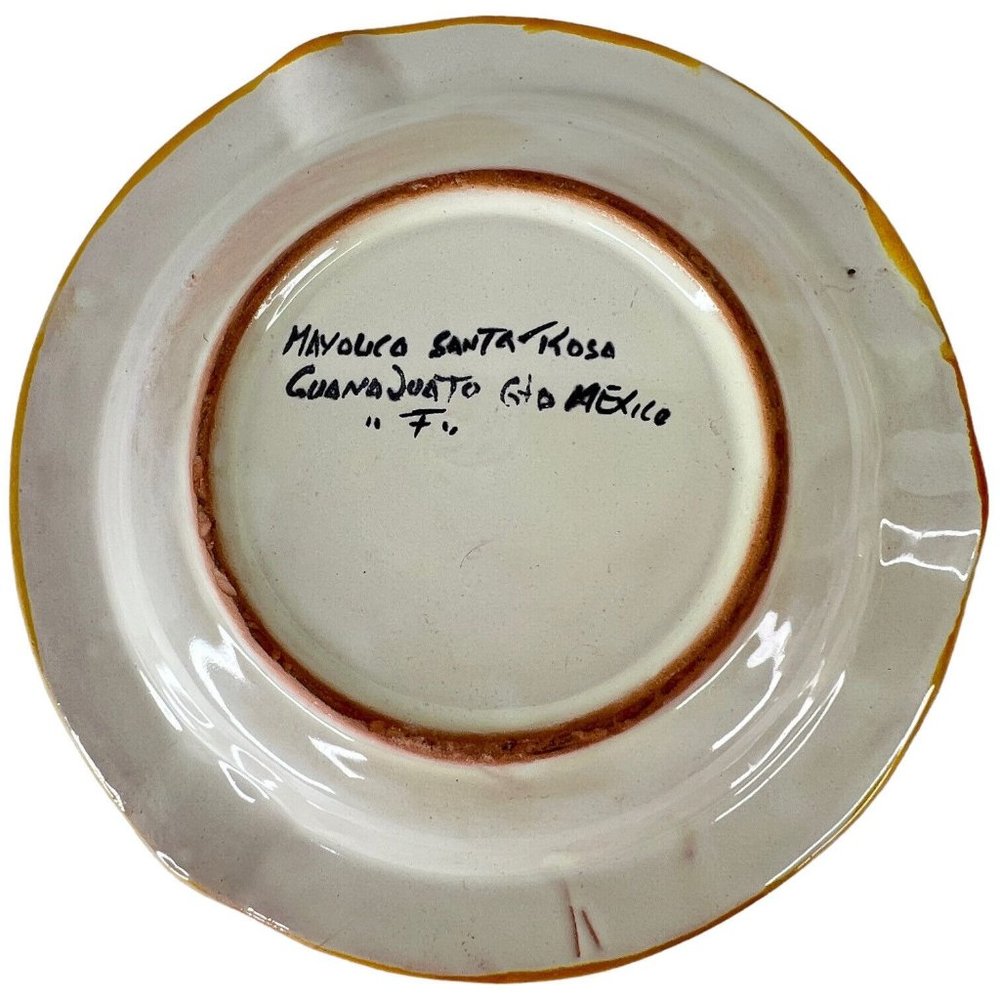 Mayolica Santa Rosa Guanajuato Mexico Ashtray Hand Painted Art Pottery Floral - Picture 7 of 9